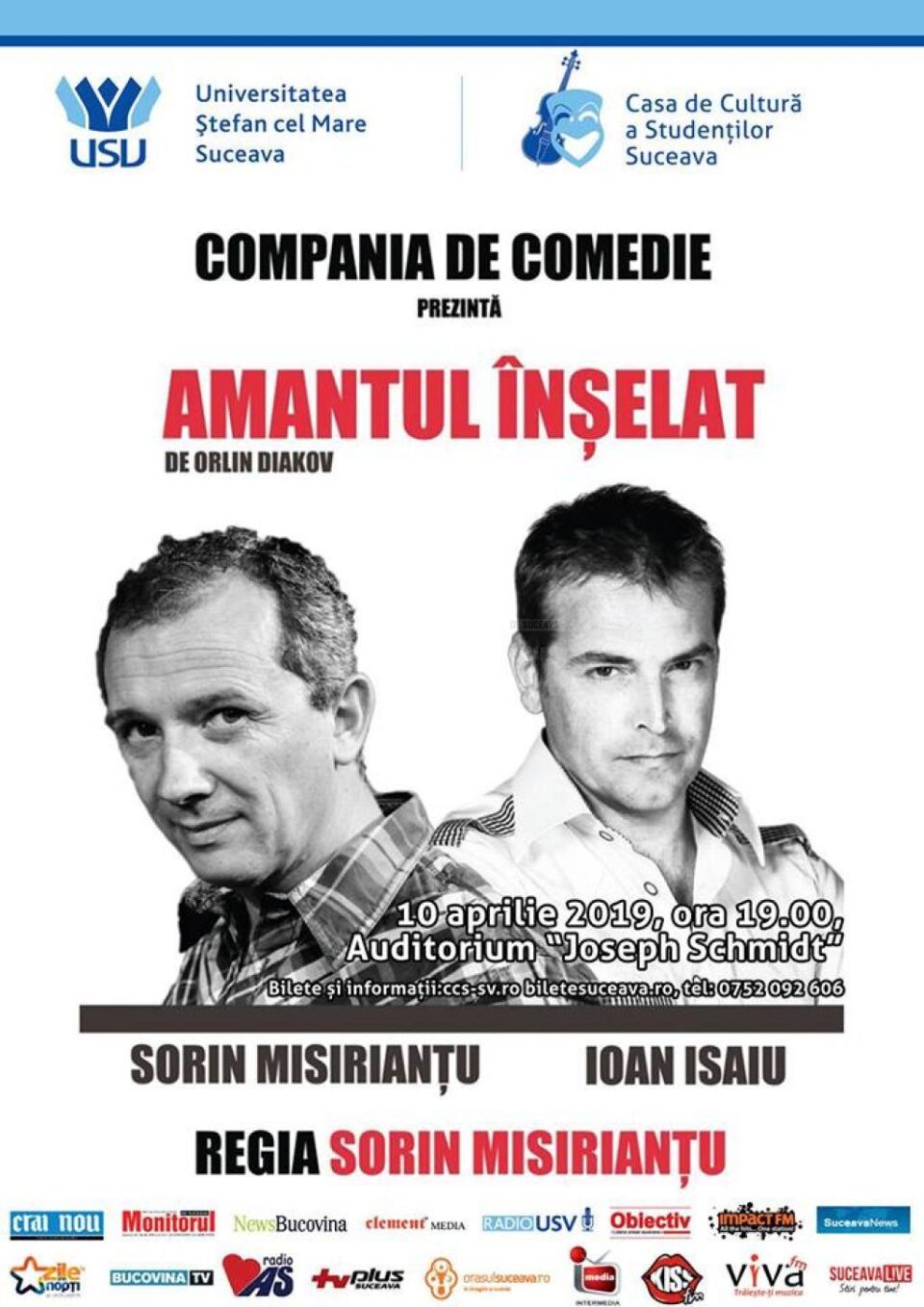 Comedia „Amantul înșelat”, miercuri, la USV