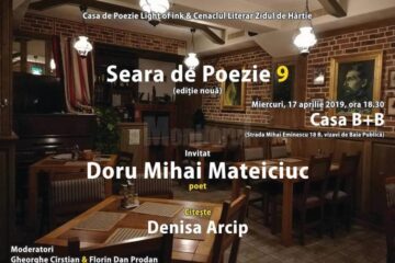 ”Seară de poezie” cu poetul Doru Mihai Mateiciuc, miercuri, la Casa B+B