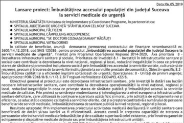 Lansare proiect: Îmbunătățirea accesului populației din județul Suceava la servicii medicale de urgență