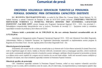 CREȘTEREA VOLUMULUI SERVICIILOR TURISTICE LA PENSIUNEA POPASUL DOMNESC PRIN EXTINDEREA CAPACITĂȚII EXISTENTE