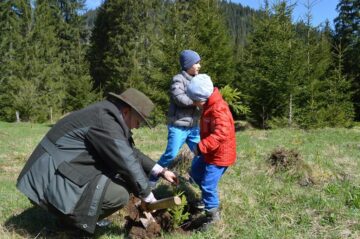 Copilașii din două școli sucevene, la plantare de arbori alături de personalul OS Cârlibaba