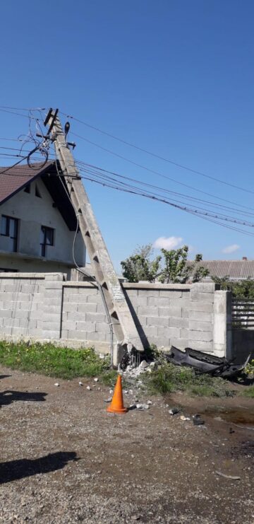 Doi soți au ajuns cu mașina în stâlp după ce un porc ar fi sărit în brațele șoferului