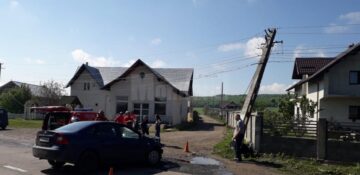 Doi soți au ajuns cu mașina în stâlp după ce un porc ar fi sărit în brațele șoferului