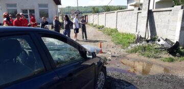 Doi soți au ajuns cu mașina în stâlp după ce un porc ar fi sărit în brațele șoferului
