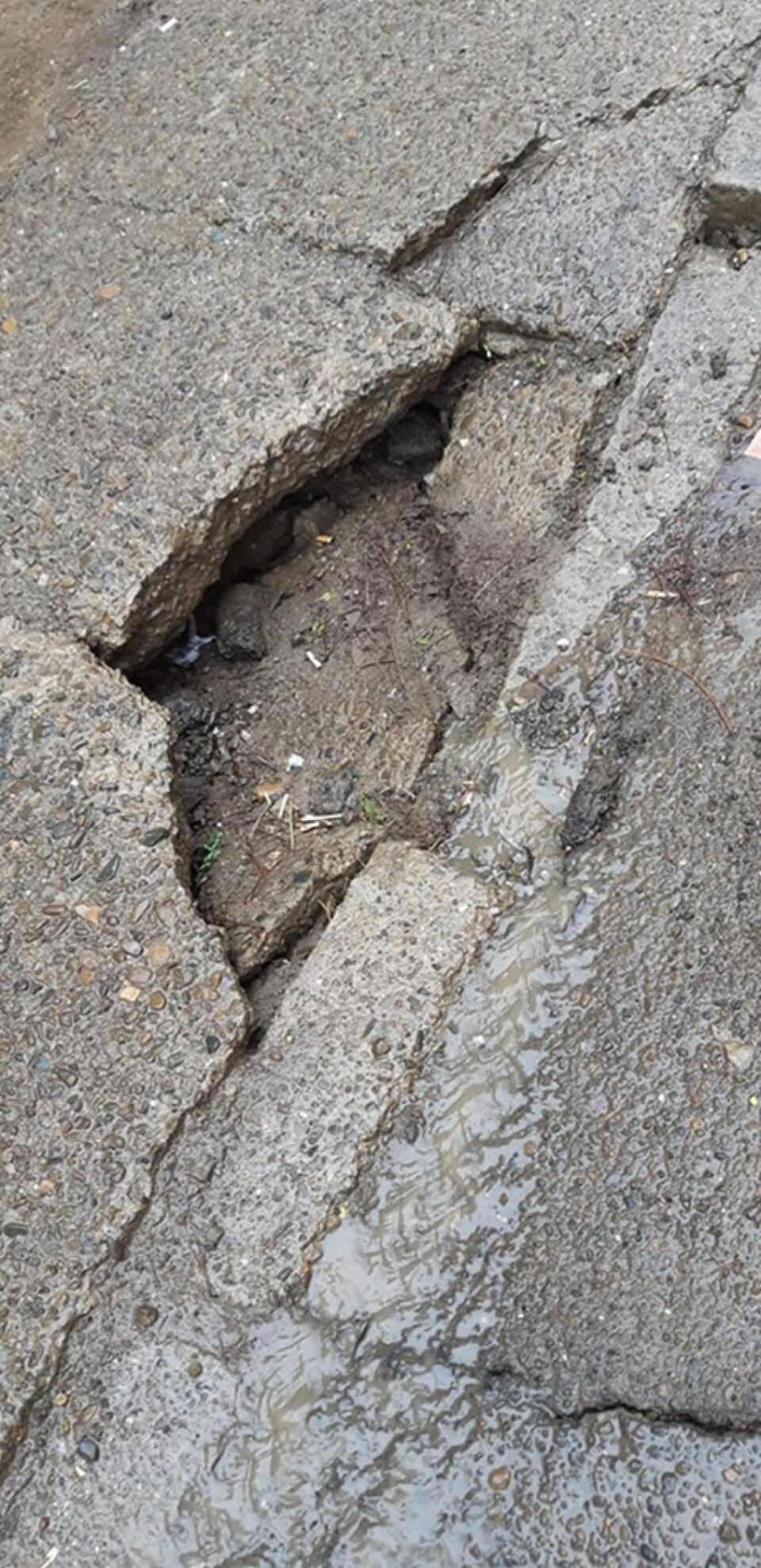 Trotuarul de pe strada Prieteniei, afectat de greutatea mașinilor