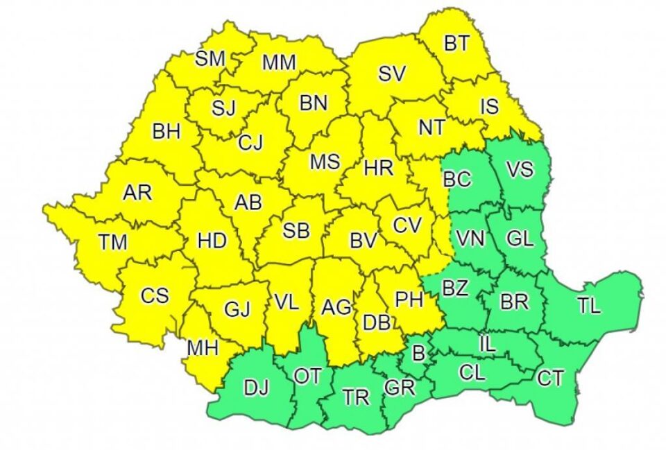 Județul Suceava, sub cod galben de grindină, vijelii și averse torențiale Județul Suceava, sub cod galben de grindină, vijelii și averse torențiale