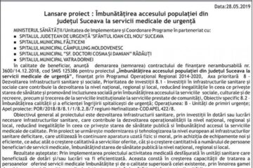 Lansare proiect: Îmbunătățirea accesului populației din județul Suceava la servicii medicale de urgență - Rădăuți