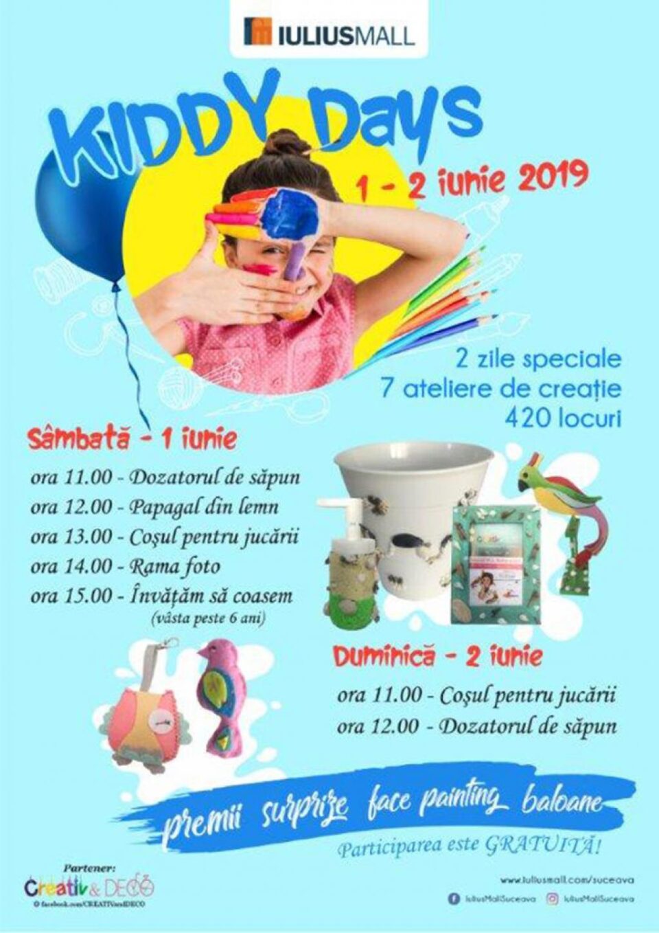 Ateliere de creație, activități captivante și multă distracție pentru copii, la Iulius Mall Suceava Ateliere de creație, activități captivante și multă distracție pentru copii, la Iulius Mall Suceava