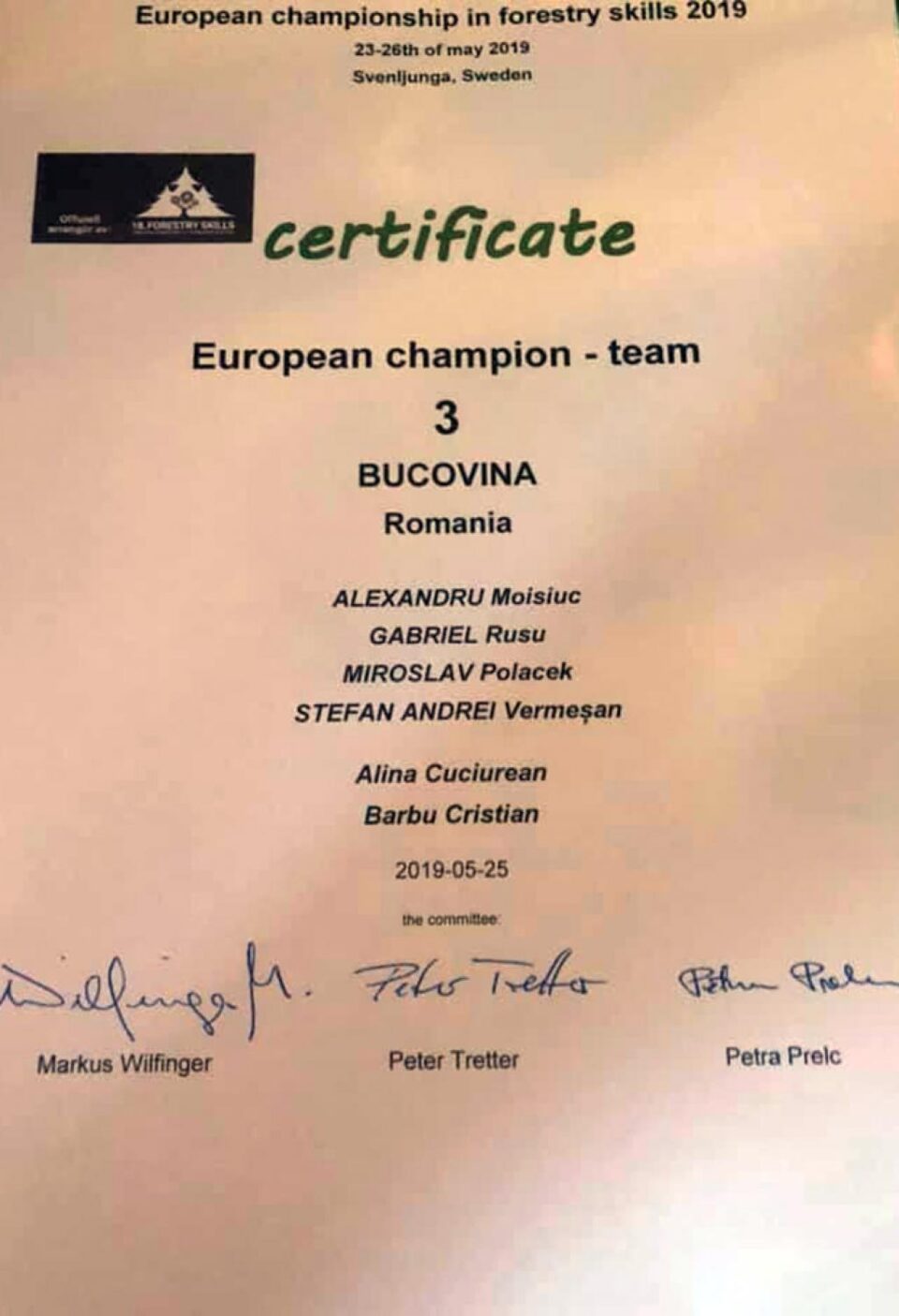 Colegiul Silvic din Câmpulung Moldovenesc, pe podiumul Campionatului European de Competențe în Silvicultură