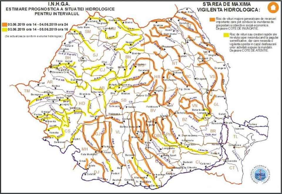 Cod portocaliu inundatii 3 iunie 2019