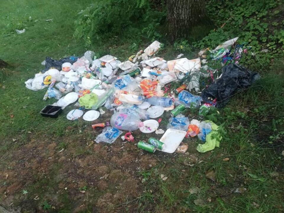 Zona igienizată în prima parte a lunii mai, transformată în groapă de gunoi de mai mulți petrecăreți
