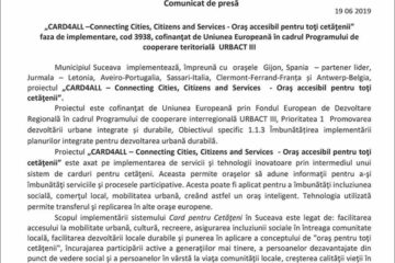 „CARD4ALL – Connecting Cities, Citizens and Services - Oraș accesibil pentru toți cetățenii” faza de implementare, cod 3938, cofinanțat de Uniunea Europeană în cadrul Programului de cooperare teritorială URBACT III
