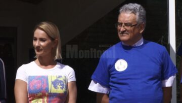 Gimnasta Maria Olaru, alaturi de Simion Hancescu, presedintele FSLI