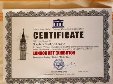 Artistul plastic sucevean Sophia Cristina Lauric a expus recent la Arthill Gallery din Londra