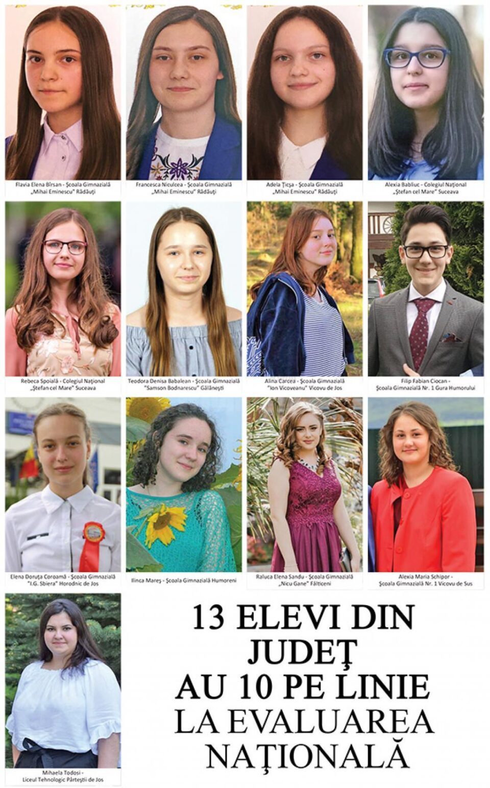 13 elevi din județ au 10 pe linie la evaluarea națională. Doar doi dintre ei sunt din municipiul Suceava 13 elevi din județ au 10 pe linie la evaluarea națională. Doar doi dintre ei sunt din municipiul Suceava