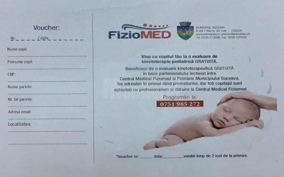 Voucher pentru evaluări de kinetoterapie pediatrică