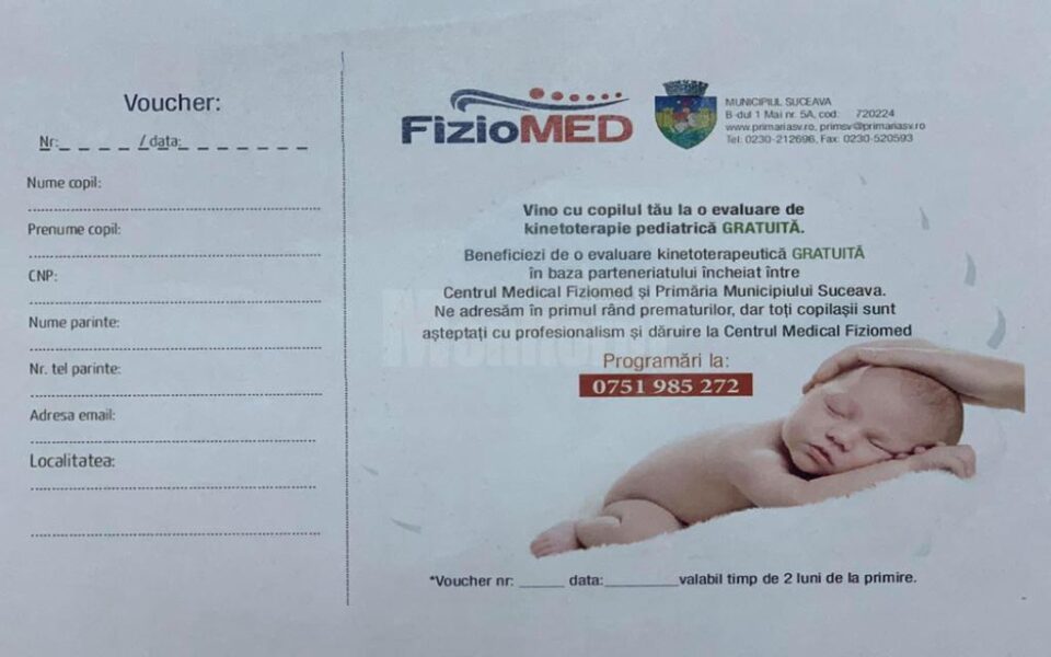 Evaluări de kinetoterapie pediatrică, oferite gratuit printr-un parteneriat cu Primăria Suceava