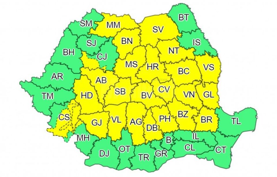 Cod galben de vreme rea pentru județul Suceava