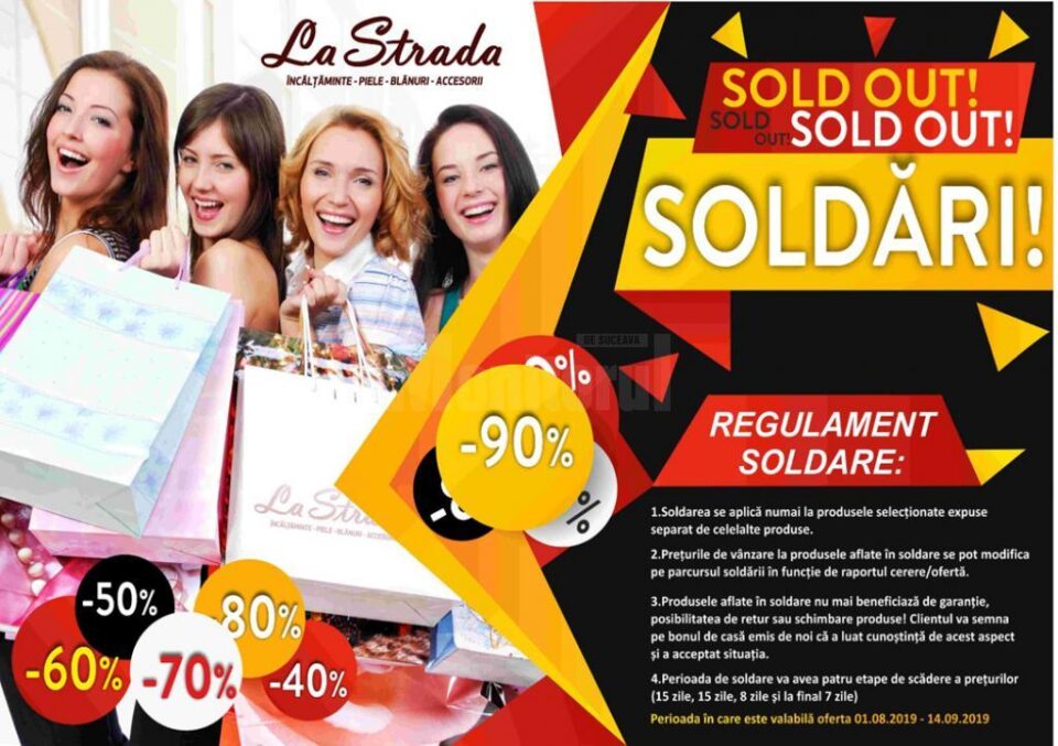 „La Strada” anunță reduceri semnificative de preț la încălțăminte, marochinărie, blănuri, accesorii de cea mai bună calitate