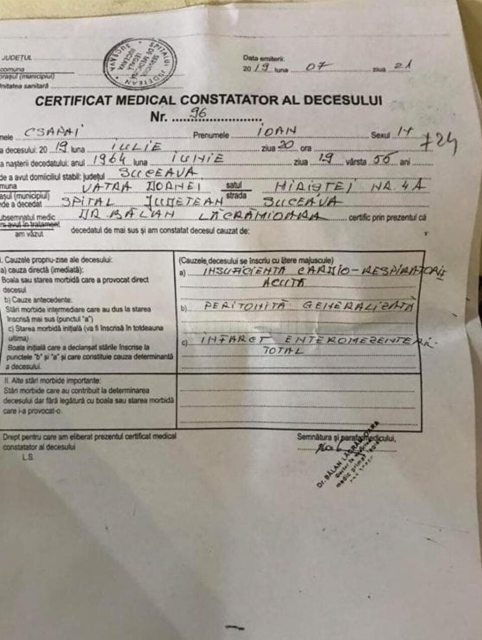 certificat deces