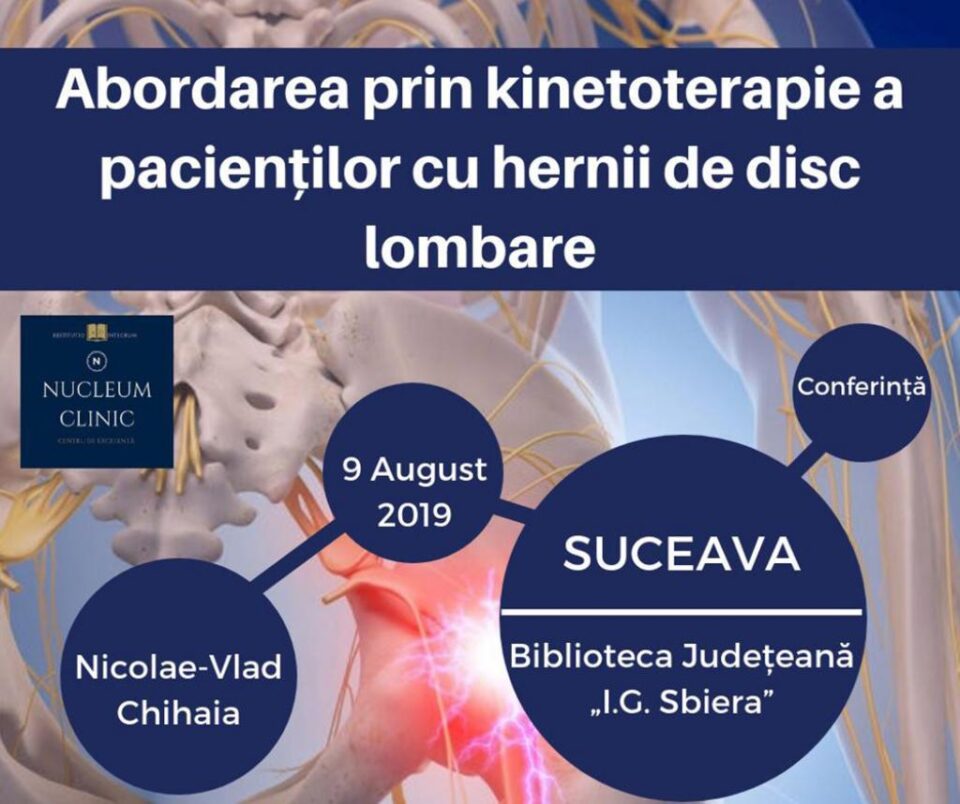 „Abordarea prin kinetoterapie a pacienților cu hernii de disc lombare”, conferință gratuită, la Biblioteca Bucovinei „Abordarea prin kinetoterapie a pacienților cu hernii de disc lombare”, conferință gratuită, la Biblioteca Bucovinei