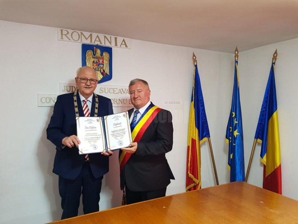 Primarul orașului german Altotting, Herbert Hofauer, alături de Gheorghe Fron