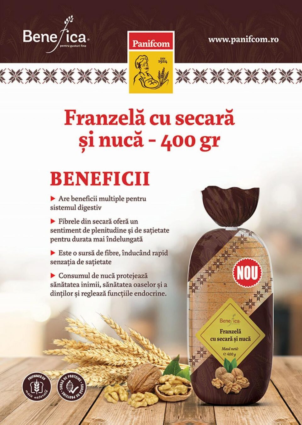 Pâinea cu nucă și secară Panifcom, o noutate pe piața regională de panificație!