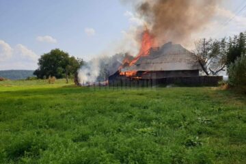 Flăcările au cuprins cu repeziciune întreaga gospodărie din Pârteștii de Sus