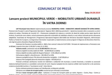 Lansare proiect MUNICIPIUL VERDE – MOBILITATE URBANĂ DURABILĂ ÎN VATRA DORNEI