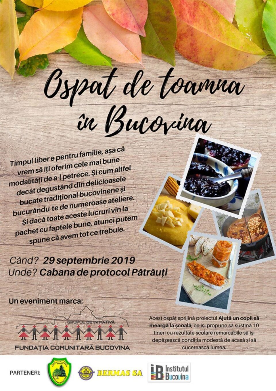 „Ospăț de toamnă în Bucovina”, eveniment caritabil organizat de Grupul de Inițiativă al Fundației Comunitare Bucovina