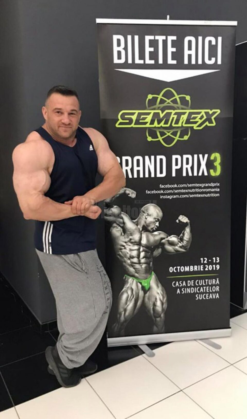 Cristi Tcaciuc, promovând concursul de culturism de la Suceava