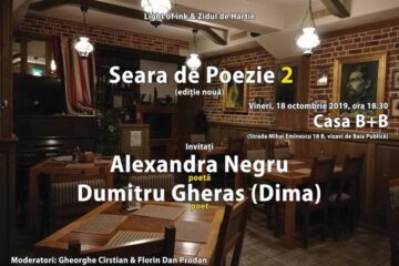 „Seară de poezie” cu poeții Alexandra Negru și Dumitru Gheras