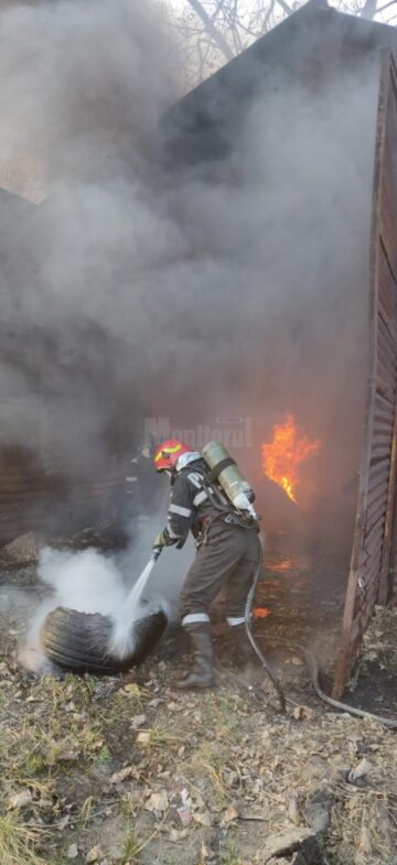 Incendiu de vegetație, extins la construcții, în Dărmănești