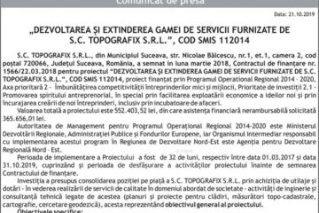 „DEZVOLTAREA ȘI EXTINDEREA GAMEI DE SERVICII FURNIZATE DE S.C. TOPOGRAFIX S.R.L.”, COD SMIS 112014