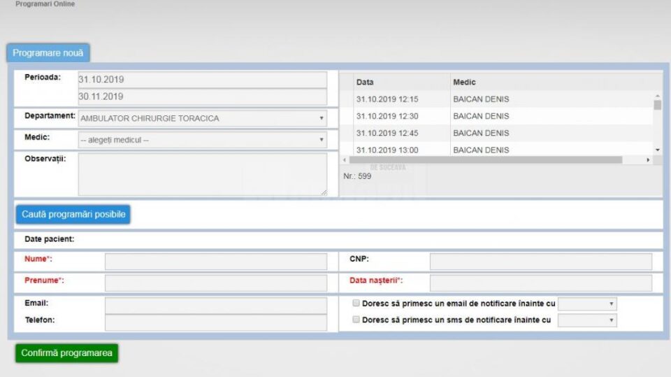 Site-ul Spitalului de Urgenta Suceava este functional pentru programari online