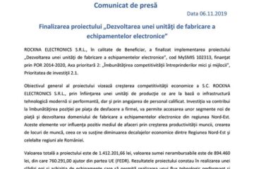 Finalizarea proiectului „Dezvoltarea unei unități de fabricare a echipamentelor electronice”