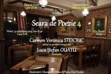 Poeții Carmen Veronica Steiciuc și Luca Ștefan Ouatu, la ”Seara de Poezie” de vineri