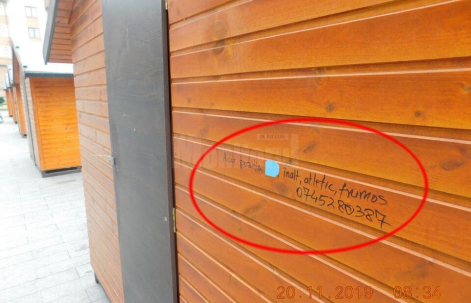 Unul dintre anunțurile erotice care au împânzit centrul Sucevei