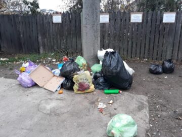 Gunoi menajer aruncat pe stradă, în loc să fie dus la punctele de colectare amenajate