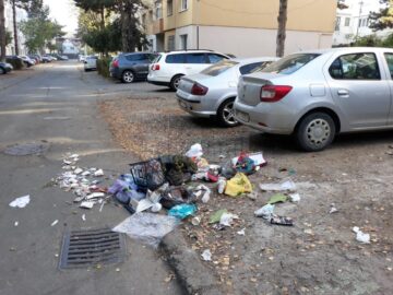 Gunoi menajer aruncat pe stradă, în loc să fie dus la punctele de colectare amenajate
