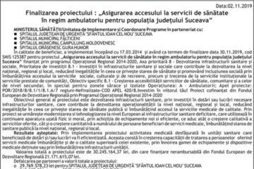 Finalizarea proiectului : „Asigurarea accesului la servicii de sănătate în regim ambulatoriu pentru populația județului Suceava” - CÂMPULUNG MOLDOVENESC