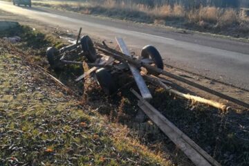 Căruța făcută praf în urma accidentului