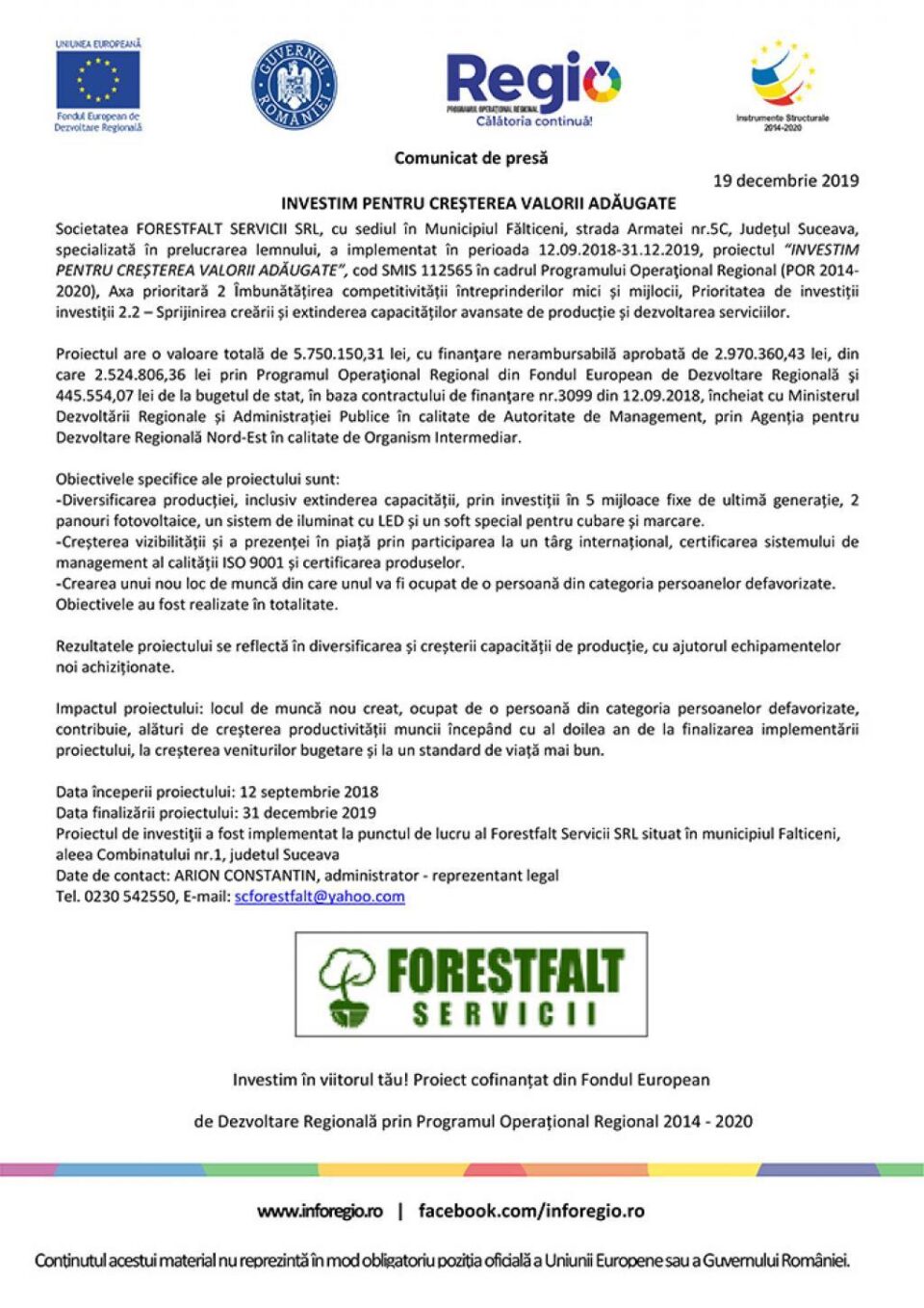 INVESTIM PENTRU CREȘTEREA VALORII ADĂUGATE INVESTIM PENTRU CREȘTEREA VALORII ADĂUGATE