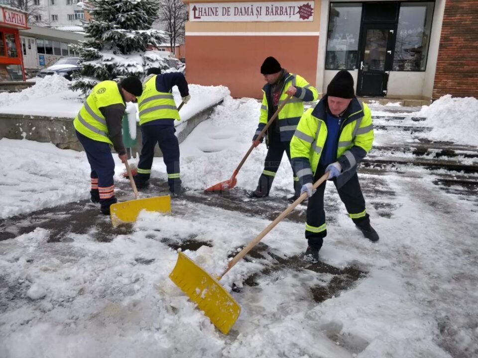 Echipă de combatere manuală a poleiului și deszăpezire pentru trotuare și trecerile de pietoni