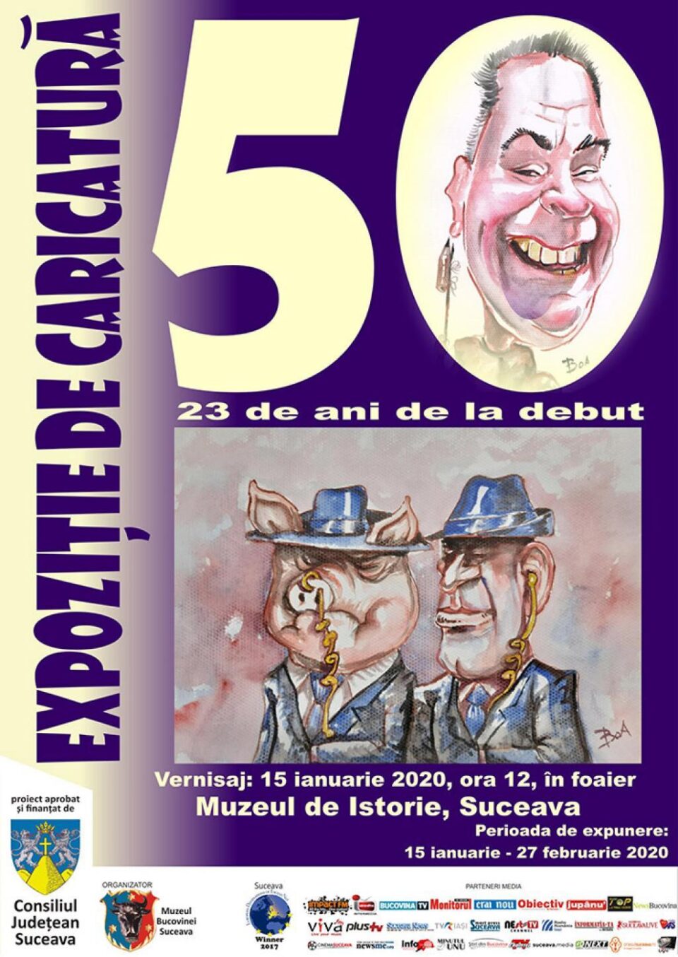 Expoziția de caricatură „50” a artistului Ovidiu Ambrozie Bortă - BOA, la Muzeul de Istorie Expoziția de caricatură „50” a artistului Ovidiu Ambrozie Bortă - BOA, la Muzeul de Istorie