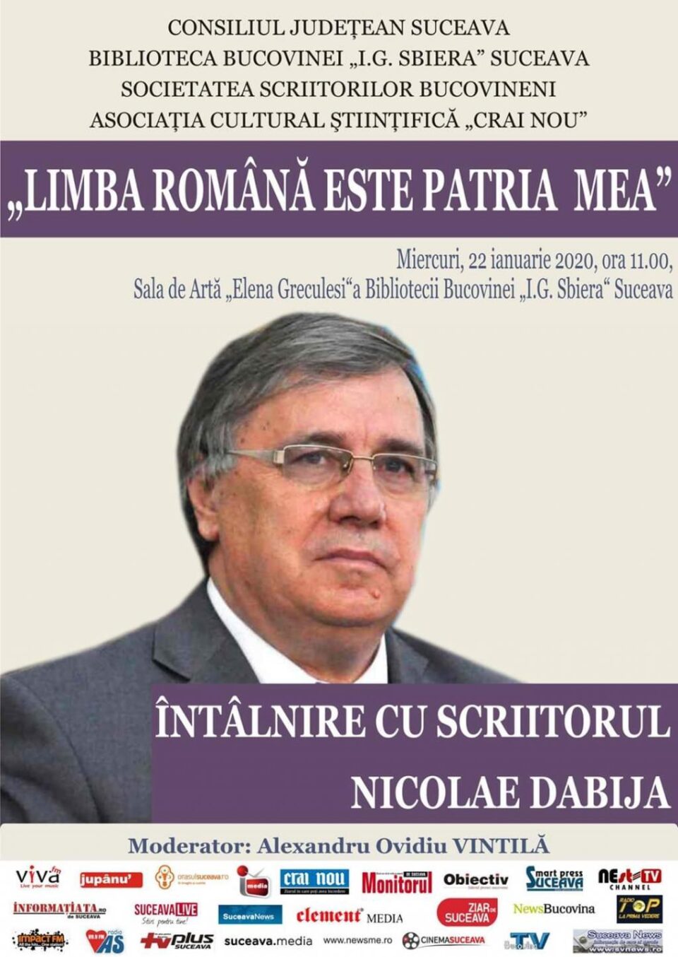 Întâlnire cu scriitorul și istoricul literar Nicolae Dabija, la Universitatea Suceava și Biblioteca Bucovinei
