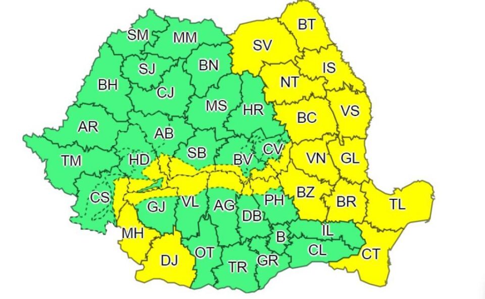 Cod galben de vânt puternic pentru județul Suceava Cod galben de vânt puternic pentru județul Suceava