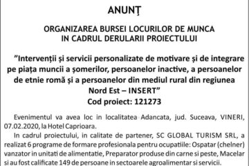 ˮIntervenții și servicii personalizate de motivare și de integrare pe piața muncii a șomerilor, persoanelor inactive, a persoanelor de etnie romă și a persoanelor din mediul rural din regiunea Nord Est – INSERTˮ