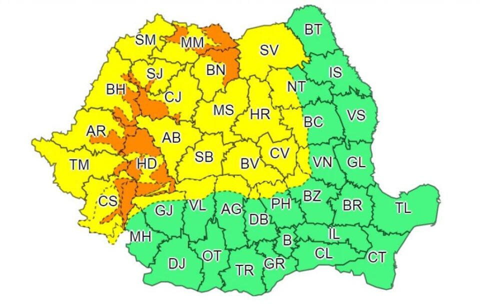 Județul Suceava, vizat de două informări de cod galben, de intensificări ale vântului și ninsori viscolite