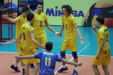 Vlad Ștreangă, cu numărul 7, alături de colegii săi de la lotul național de juniori